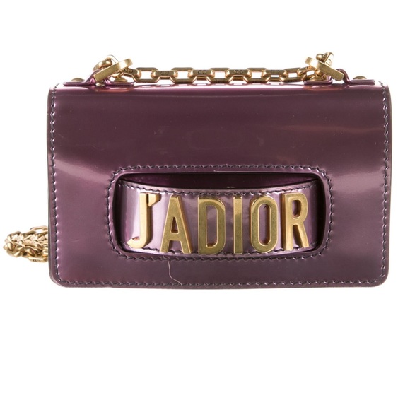 Dior Handbags - Christian Dior Mini J’Adior Purple/Pink Patent Leather Chain Flap Bag